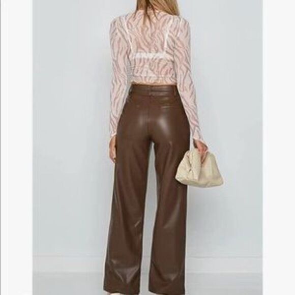 NEW Leather High Waist Straight Pants - Picture 3 of 8